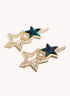 Marbelized Sparkle Star Duo Clip - Colors: Green Emerald Night & Peach Travertino